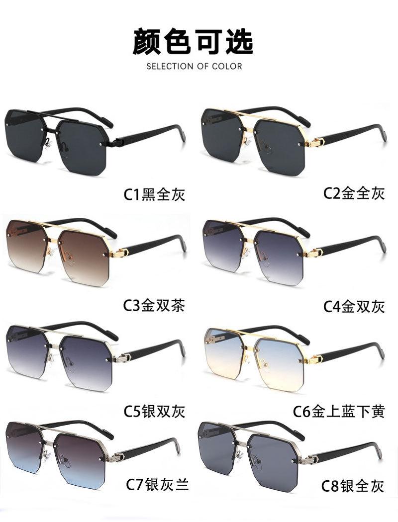 Product Introduction of Sunglasses 2024 new model for boys, with a big face and slim appearance while driving. Advanced UV resistant half frame sunglasses with a square frame 11