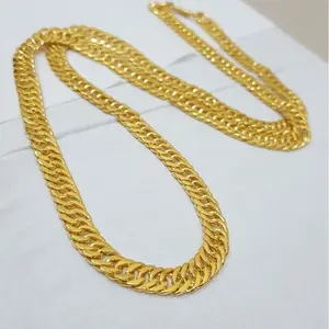 M3 Kalung Rantai Lapis Emas Kuning 24k Lebar 5mm Anti Karat Anti Luntur Perhiasan