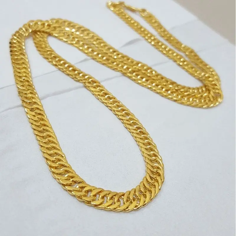 M3 Kalung Rantai Lapis Emas Kuning 24k Lebar 5mm Anti Karat Anti Luntur Perhiasan