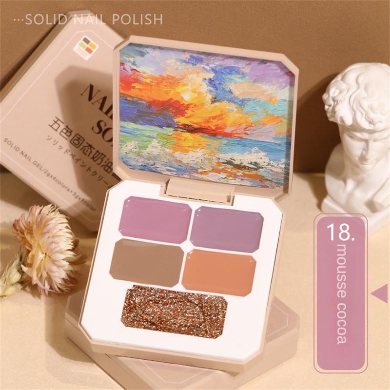 Product Introduction of Gel Vẽ Móng, Bền, Kết Cấu Kem, 5 Màu / hộp, Sơn Móng Tay Chùi, Sơn Keo, Ngâm, Làm Móng Trơn 26