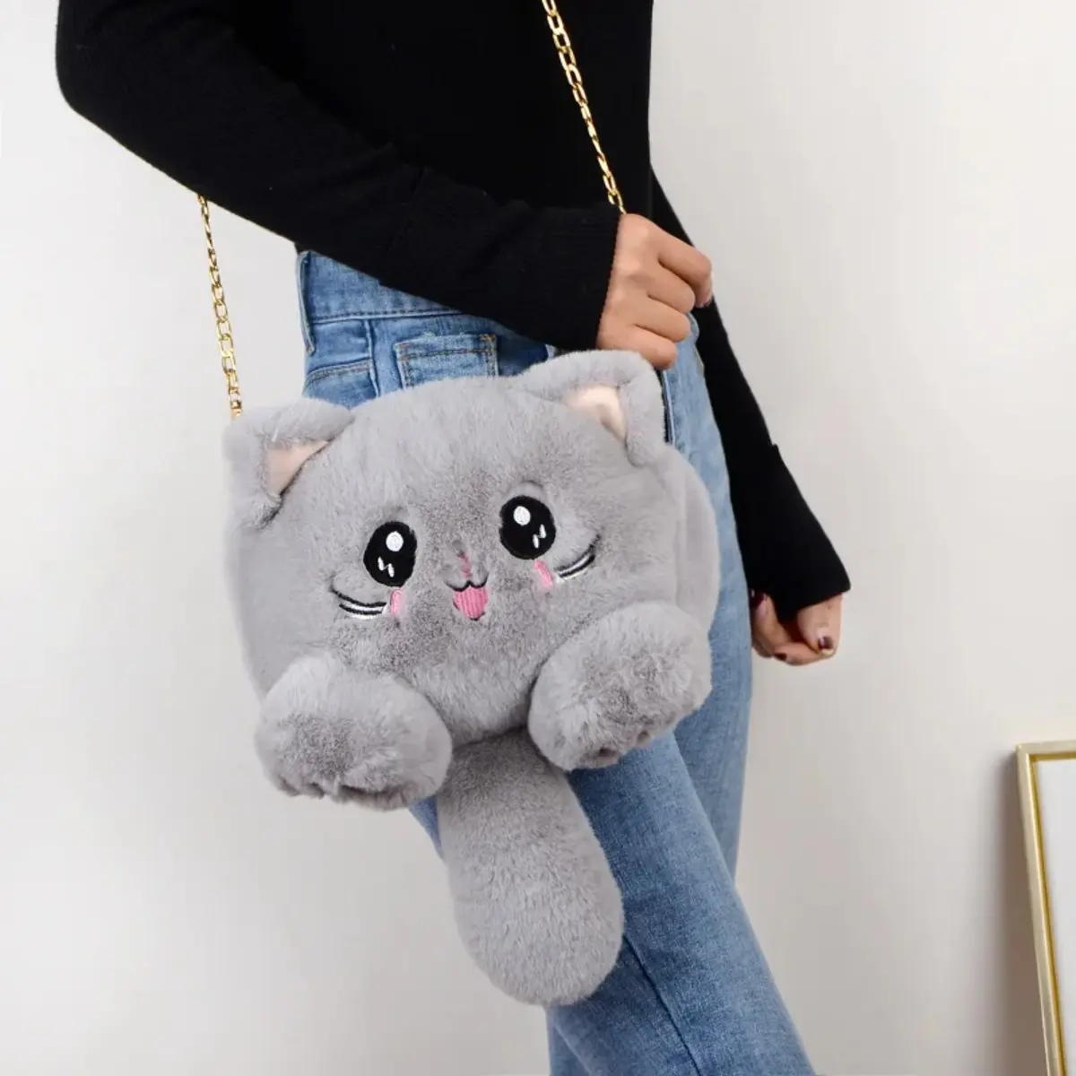 Cute Cat Cartoon Plush Bag Diagonal Large Capacity