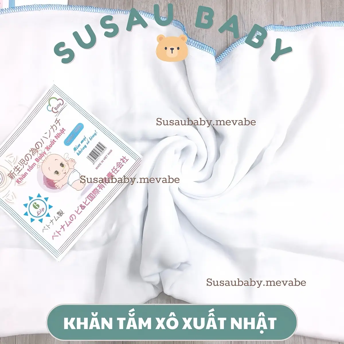 Khăn tắm sơ sinh xô trắng Xuất Nhật cho bé 4 lớp / 6 lớp