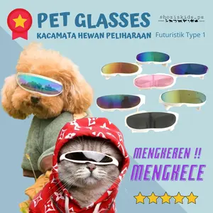 (FUTURISTIK TYPE 1) KACAMATA KUCING ANJING GAYA KEKINIAN SWAG KACA MATA KHUSUS KUCING ALA SANTAI PET GLASSES HEWAN KACAMATA ROBOT KEREN