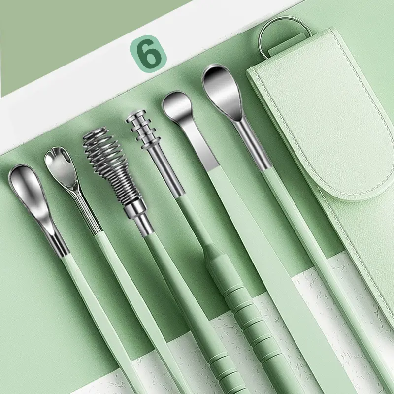 Bộ Lấy Ráy Tai 6 Món Túi Da Cao Cấp (Có Móc) 1