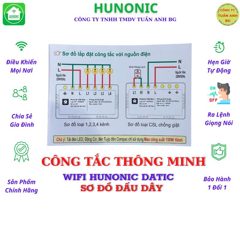 Công Tắc Thông Minh Wifi, Công Tắc Chống Giật Cho Bình Nóng Lạnh Hunonic Datic 4