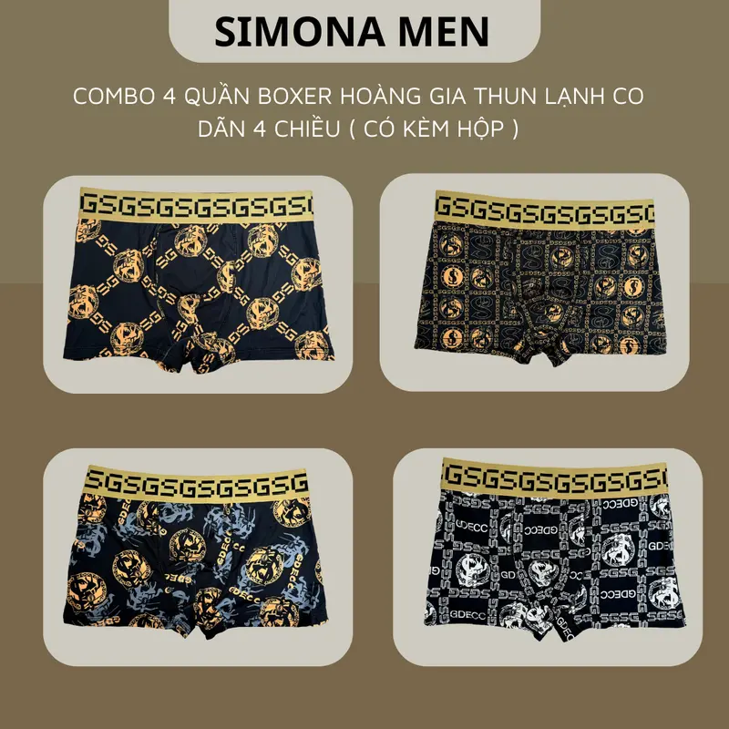 hộp 3, 4, 5 quần lót nam Hoàng Gia thun lạnh cao cấp, co dãn 4 chiều, thoáng khí, thấm hút tốt Boxer Quần Boxer Sịp Menswear 1