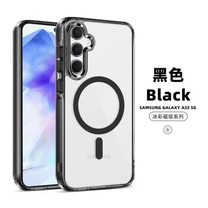 Case For Samsung galaxy A55 5G / A54 5g / A35 5G / A25 5G / A15 / A14 / A34 5G / A13 4G / A04s / A04 / A05S MagSafe clear magnet wireless charging Soft Hard Case Transparan