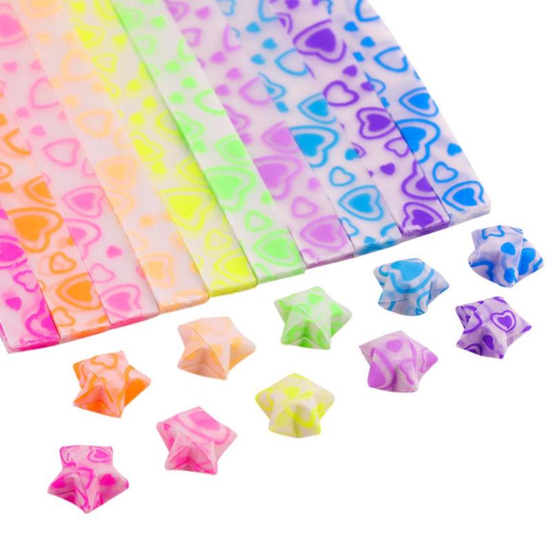 10 màu 210 tờ Giấy ngôi sao Origami hình ngôi sao may mắn tự làm Dải Origami thủ công V2I0 7