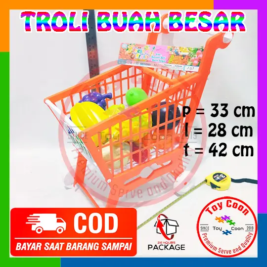 MAINAN ANAK PEREMPUAN TROLI BELANJA MAINAN ANAK TROLLEY STROLLER KERANJANG MASAK MASAKAN BESAR / Mainan troli / Mainan troli anak / troli buah 5