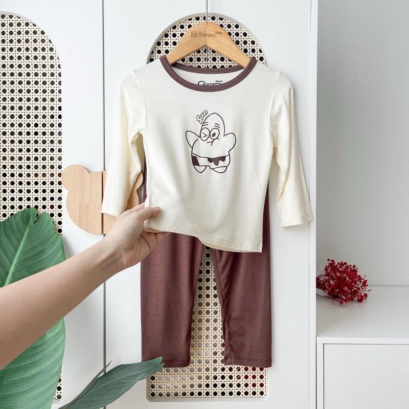 Bộ dài tay cho bé trai bé gái cotton lụa mát lạnh 8kg đến 30kg bộ mặc nhà set mặc nhà đồ bộ cho bé seunkids