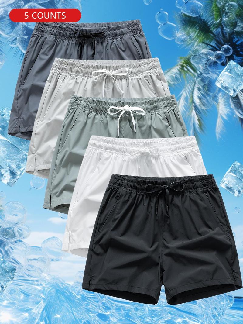 Product Introduction of Men's Letter Print Drawstring Waist Shorts, Loose Casual Elastic Waist Pocket Straight Leg Shorts, Men's Bottoms for Daily Wear, Shorts for Men 7