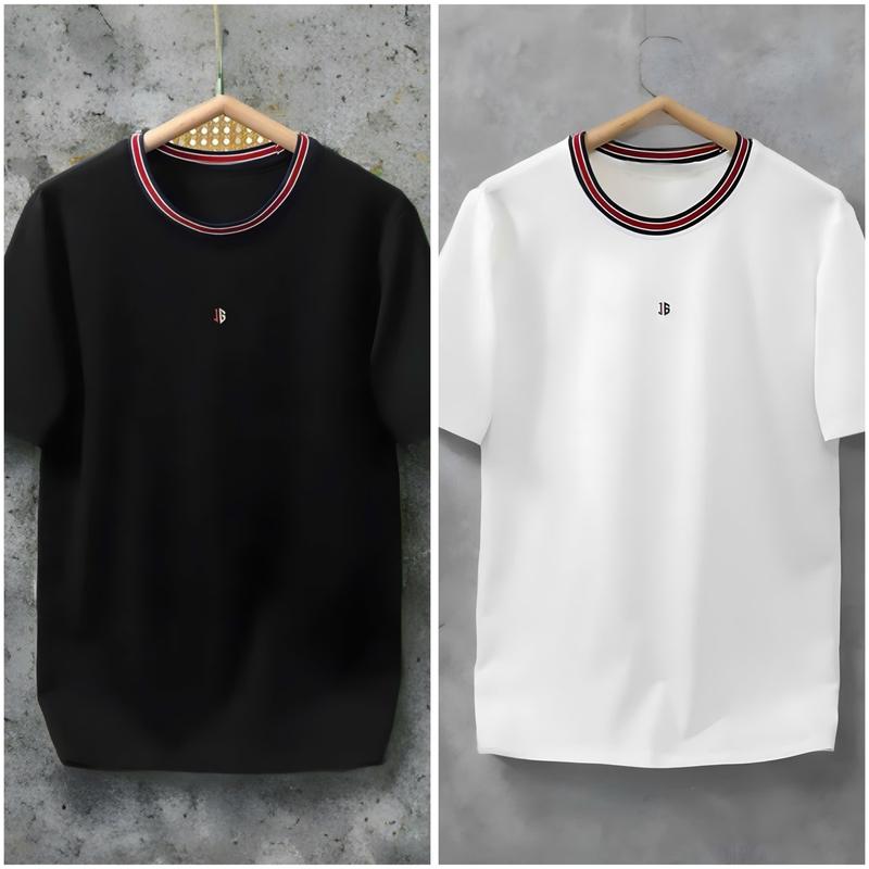 Áo Thun Nam Nữ Boy Phố Phối Họa Tiết Viền Cổ Form Chuẩn Chất Vải Cotton Dày Dặn Co Giãn 4 Chiều Mẫu Mới Nhất - HotTend Menswear Cổ Tròn - Jean, Nhung aothun basic áo  phông  trắng  trơn Áo Thun Cổ