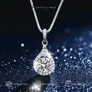 Crystalrose - Kalung Berlian Moissanite Perak 925 Tears Of Grace | Seri Bintang Moissanite by Mode Top Teratas