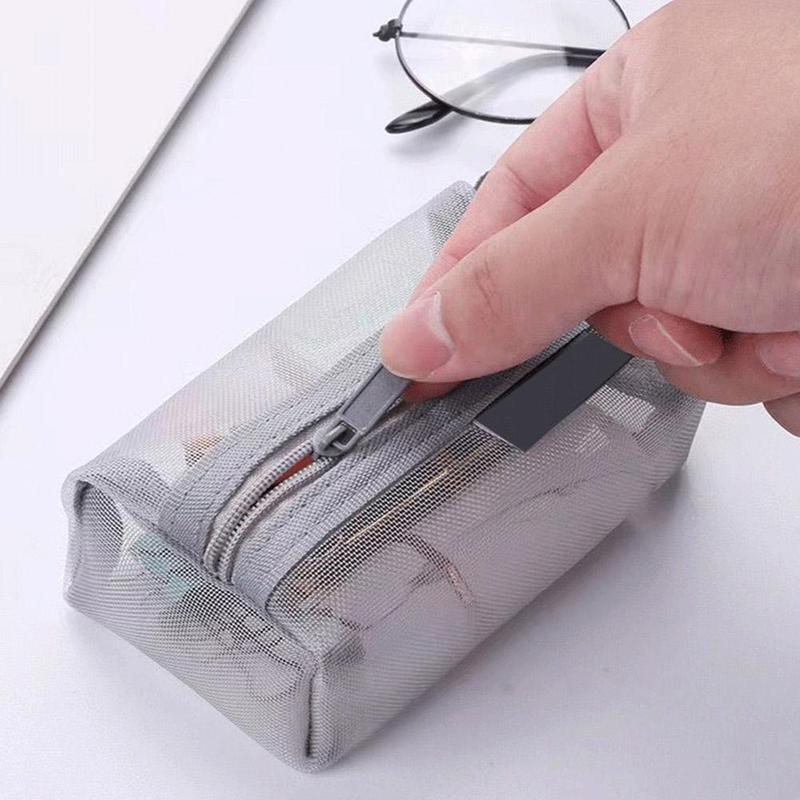 Black Mesh Makeup Bag Women Transparent Cosmetic Bag Small Portable Storage Bags Travel Toiletries Towel Organizer 6