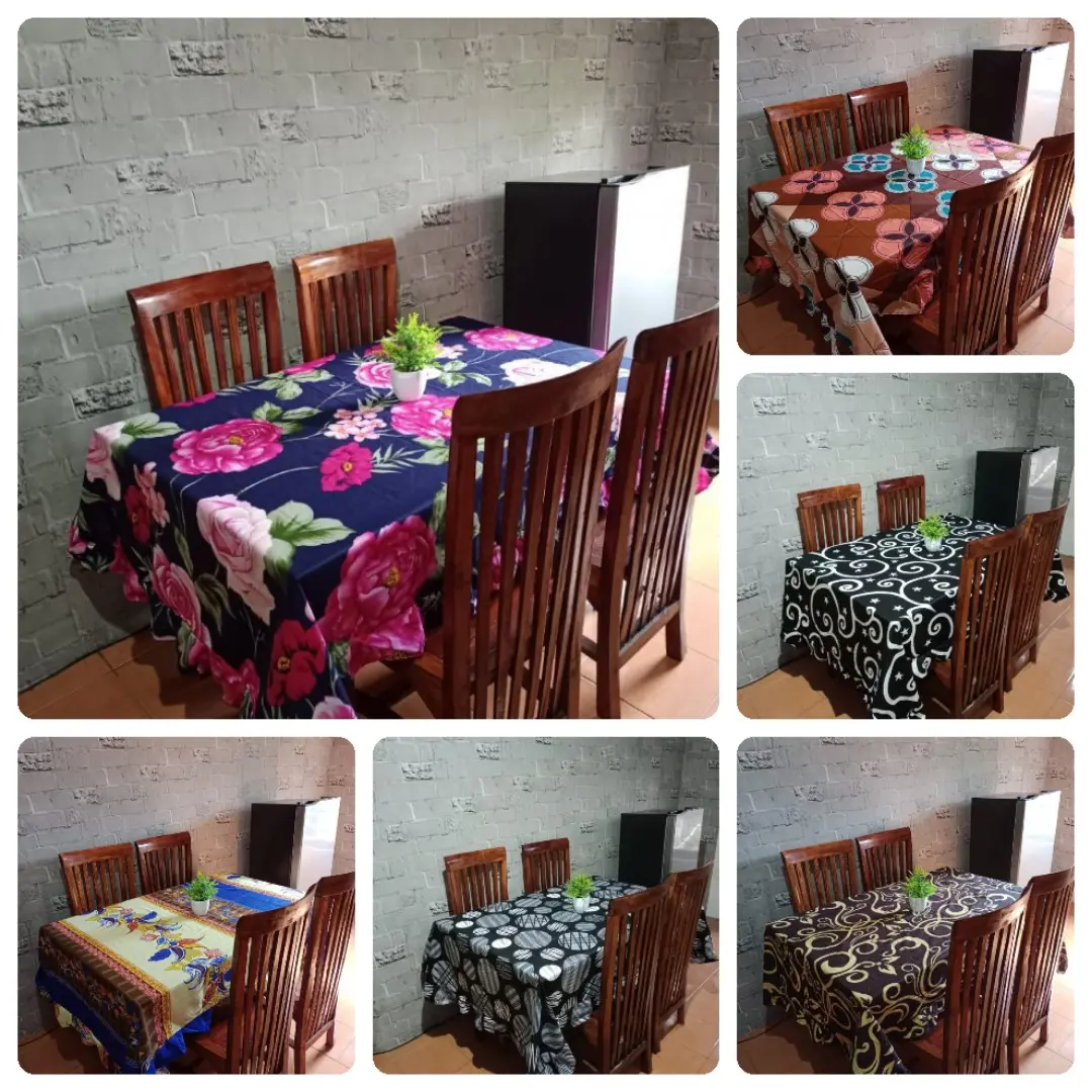 TAPLAK COVER MEJA MAKAN KAIN KATUN MODEL RUMBAI UKURAN 140X200CM ANEKA MOTIF DAN WARNA