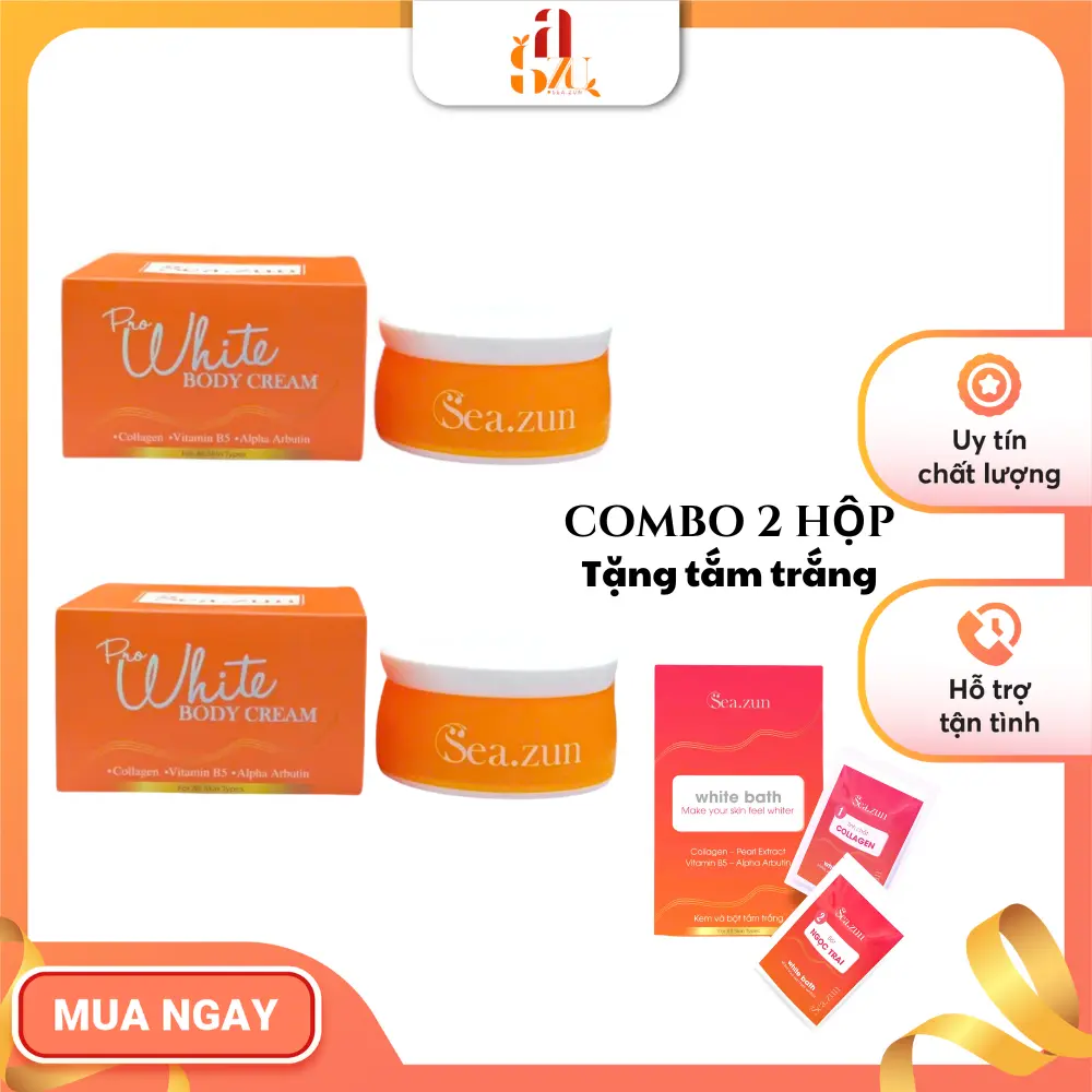 (Tặng Tắm Trắng) Combo 2 Kem Body Sea.zun ProWhite Lọ 200g - Dưỡng Trắng Cấp Ẩm, Hỗ Trợ Chống Nắng