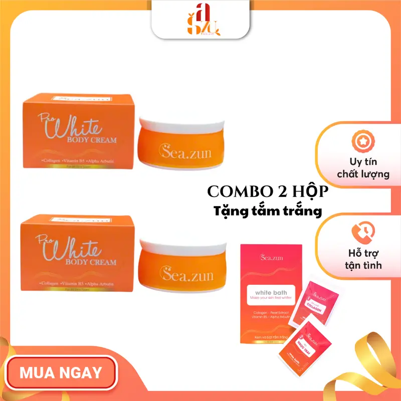 (Tặng Tắm Trắng) Combo 2 Kem Body Sea.zun ProWhite Lọ 200g - Dưỡng Trắng Cấp Ẩm, Hỗ Trợ Chống Nắng 0