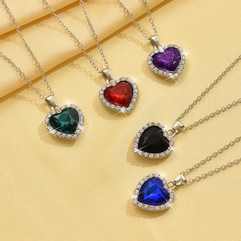 Product Introduction of Fashion Wholesale Heart-Shaped Pendant Necklace Full of Diamonds Cross-Border Best Seller in Europe and America 0
