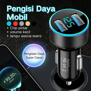 Charger Mobil 5 USB: 2 Port PD 3.1A + QC 3.0 20W Fast Charging, Digital LED Display, Adaptor Universal 12V/24V dengan Fitur Safety & Auto Detection untuk Semua Smartphone - Isi Daya Cepat & Stabil