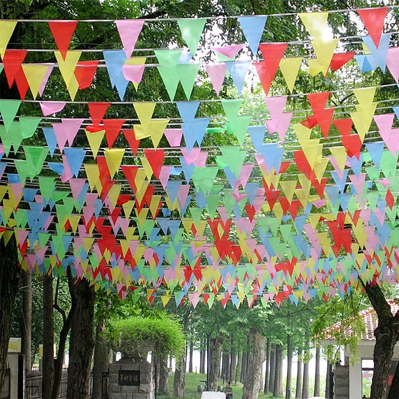 150PCS 80M Warna Warni Bendera Kain Segitiga dekorasi pesta  bunting flag Bendera Hias Festival Bendera Segitiga 4
