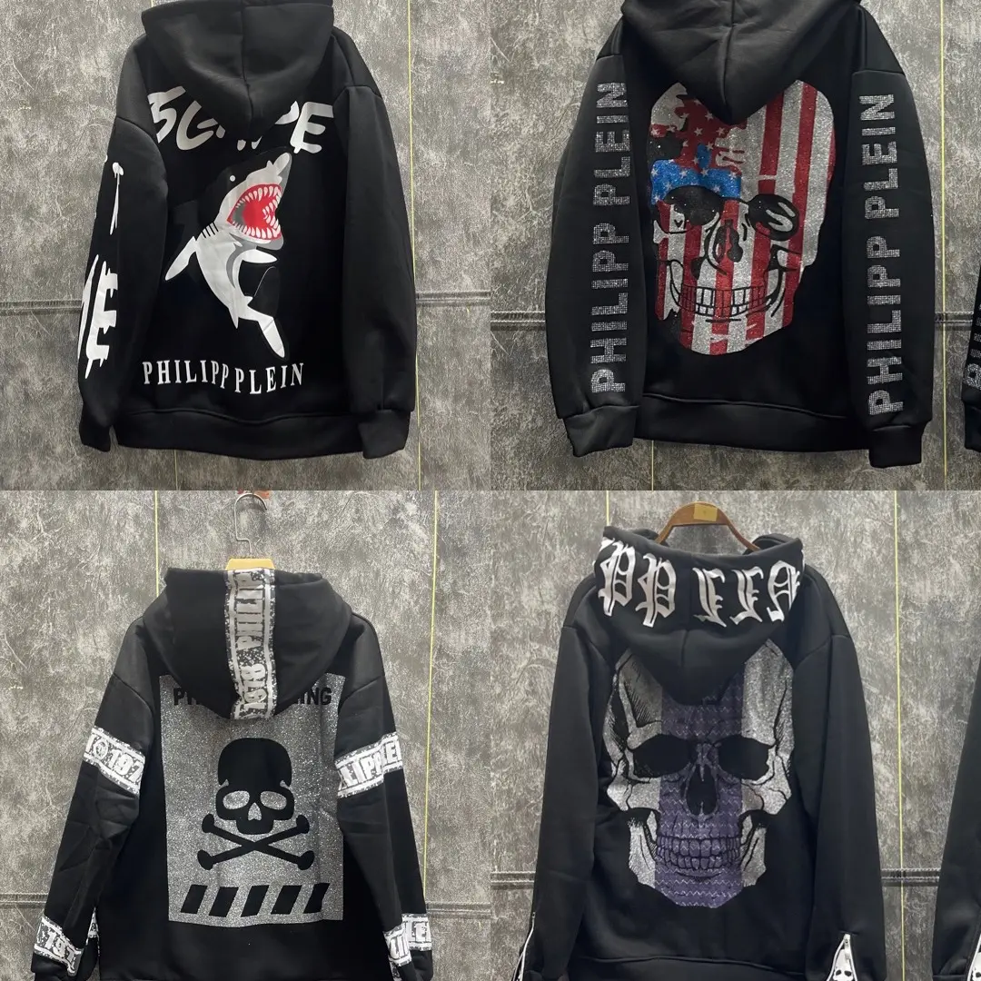 Áo hoodie Kim Tuyến Đầu Lâu PP , mẫu nam nữ , mũ 2 lớp , vải nỉ Menswear Dài Tay Nhung