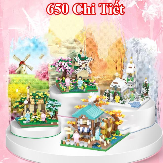 650 Chi Tiết - Bộ Đồ Chơi Lắp Ghép Xếp Hình Hoa Cây Cảnh, Lắp Ghép Ngôi Nhà