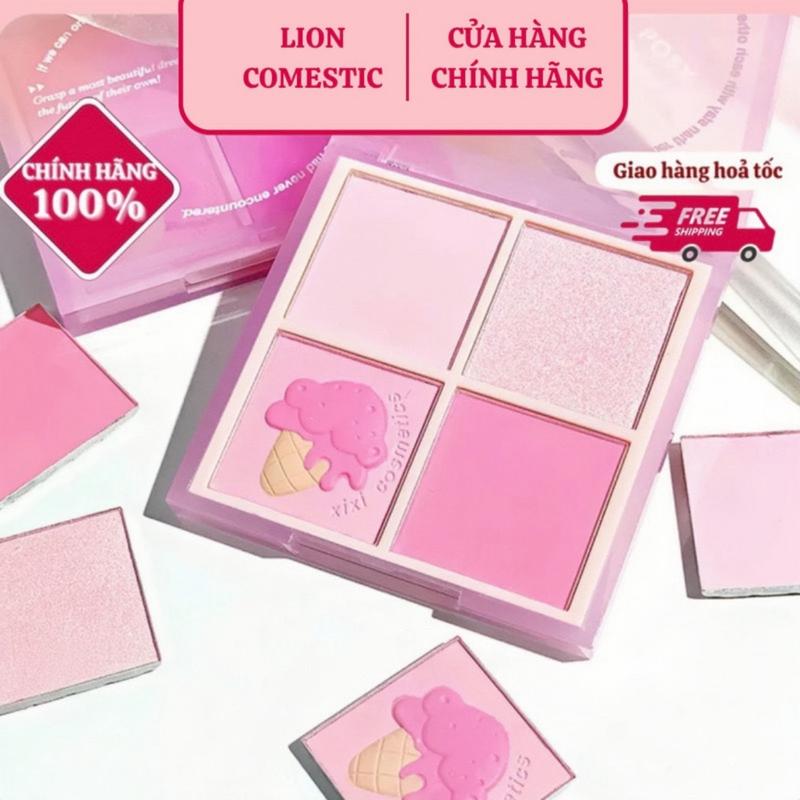 XiXi - Bảng Phấn Má Hồng XIXI 4 Ô Nhũ Sáng Mắt Má Kèm Highlight Bắt Sáng XIXI Ice Cream Cool Tone Lì Bền Màu