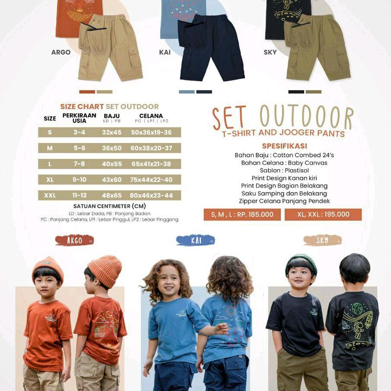 SETELAN BAJU ANAK LAKI LAKI SET OUTDOOR T-SHIRT JOGGER PANTS HOOFLA USIA 3-12 TAHUN HOOFLAKIDS Fashion Celana 2
