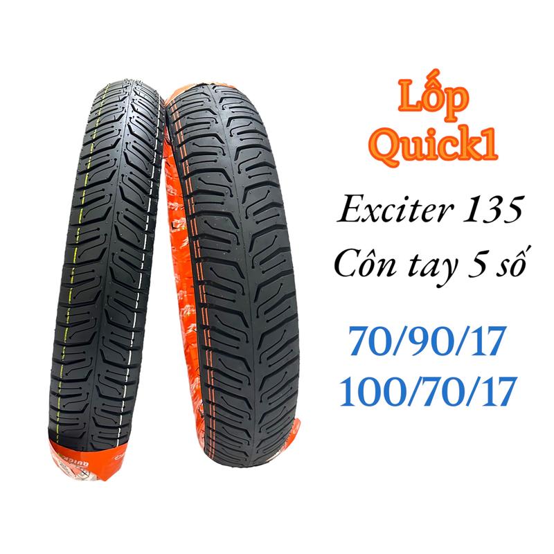 Vỏ Lốp Xe Máy Quick1 Extra 638 Không Ruột cho Exciter 135 Đời 2011-2014 với thông số 70/90/17 và 100/70/17 - Có thể lắp Winner size nhỏ -  Phụ Tùng  - Cao Su