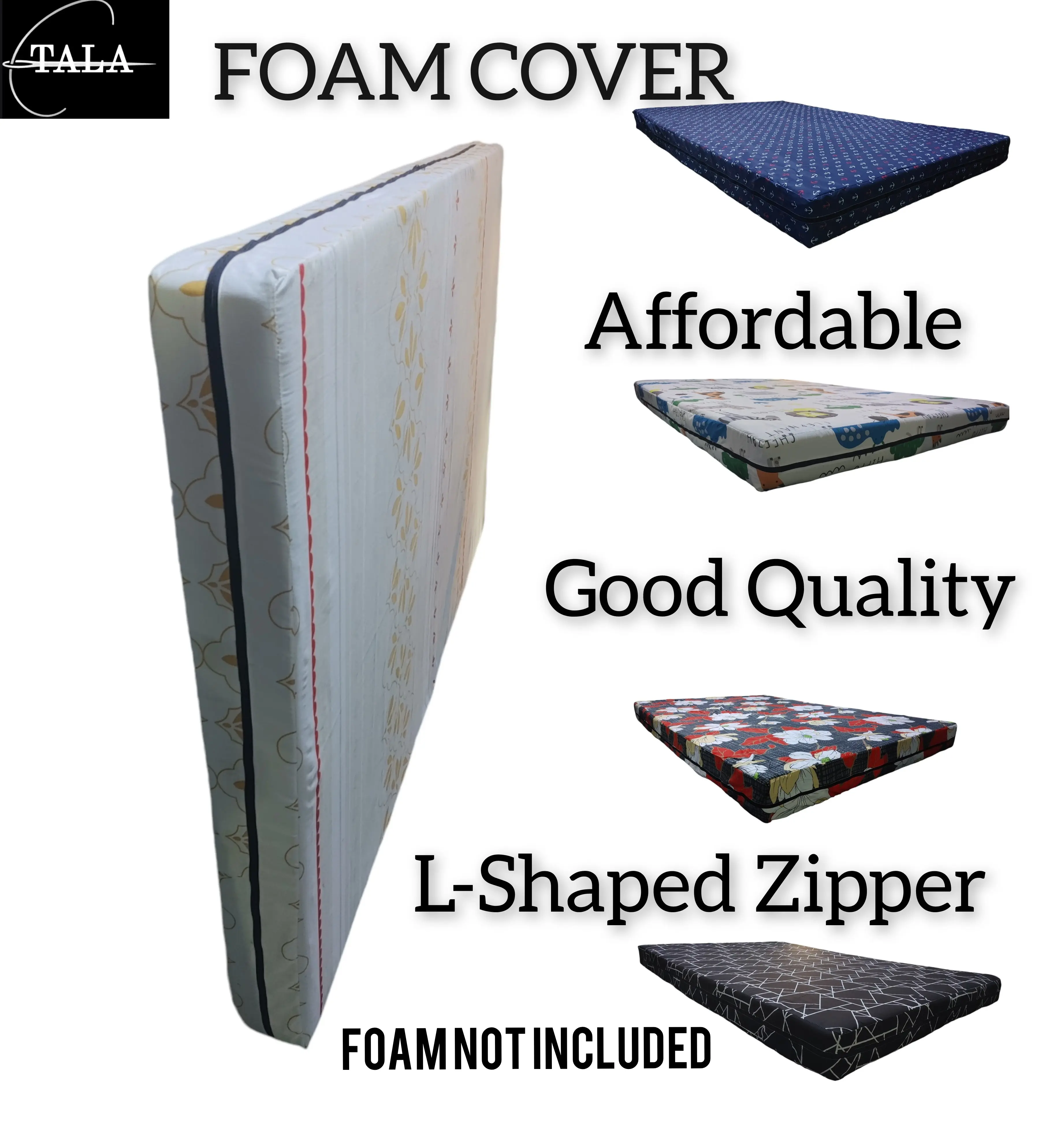 2,3,4  INCHES THICK FOAM COVER ONLY II SEMI COTTON II L-Shaped Zipper II (FOAM NOT INCLUDED)