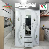 Gambar Lemari Pakaian 3pintu / Lemari 3pintu + 2Laci / Lemari 11 Storage dari Go Distrindo Mebel Surabaya Kab. Gresik 3 Tokopedia