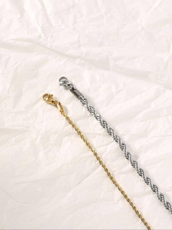 Stainless Steel Twist Design Bracelet, Fashionable Jewelry for Couple, Trendy All-match & Exquisite Jewelry for Birthday Gift, Valentine's Day, Gift 4