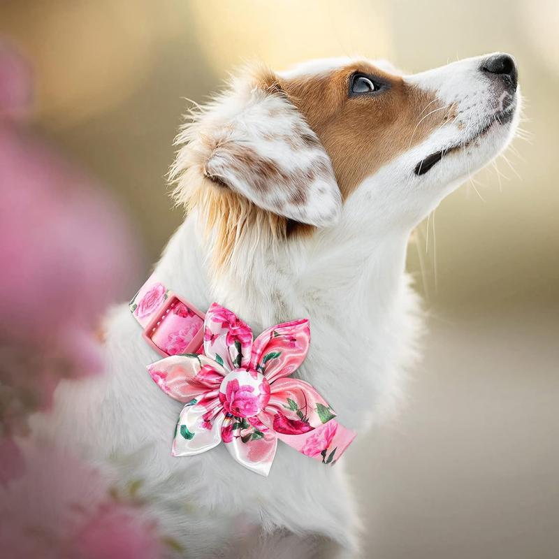 TikTok Shop Puppy Collars for Litter Floral Girl Pink Dog Collar with Rose Flower Bow Tie Dog CollarXS Dog Collar for Cute Girl Female Cats DogsGirl Dog Collars for Small Dogs