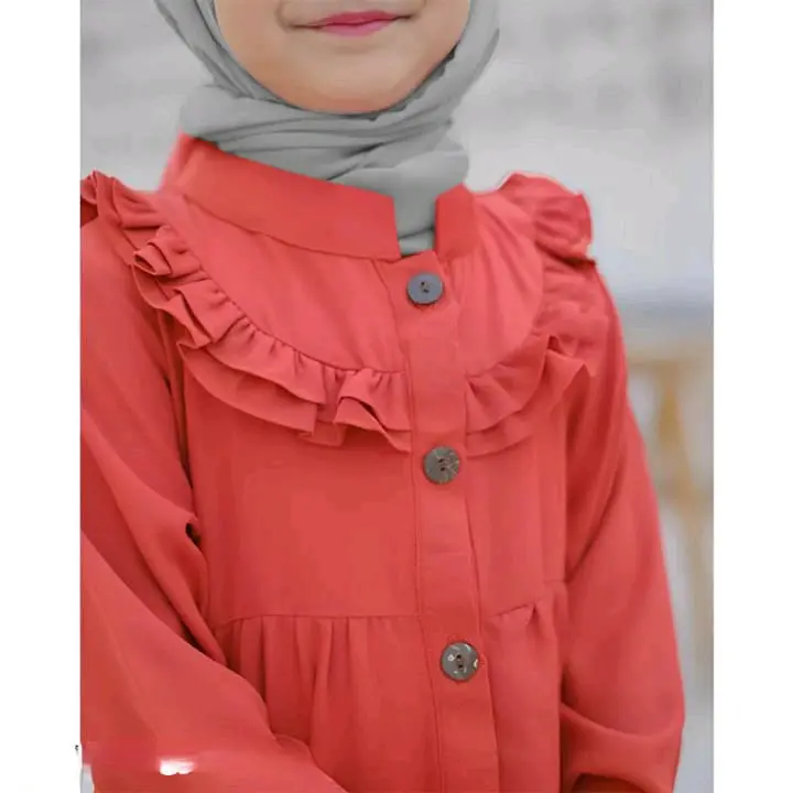 Baju Gamis Anak Perempuan 2-7 Tahun / Dress Anak Perempuan Crinkle Airflow/ Baju Anak Muslim Hijab Panjang Ruffle Kerah Cantik Kancing Nyaman Variasi 1