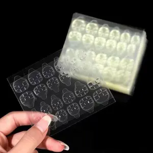 CLRS Lem Kuku Jelly 24Pcs Lem Kuku Palsu Gel Double Tape High Quality Stiker Kuku Nail Glue Jelly Art Hitam Kering Polish Tempel
