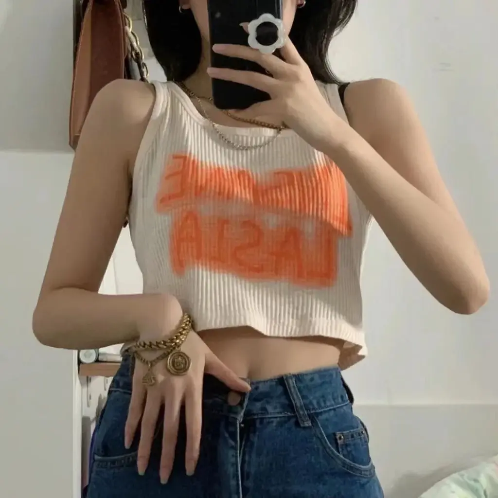 áo tank top croptop Thiết Kế Quyến Rũ Phong Cách Retro Thời Trang Mùa Hè Cho Nữ Women Voi Cotton Trắng❤️