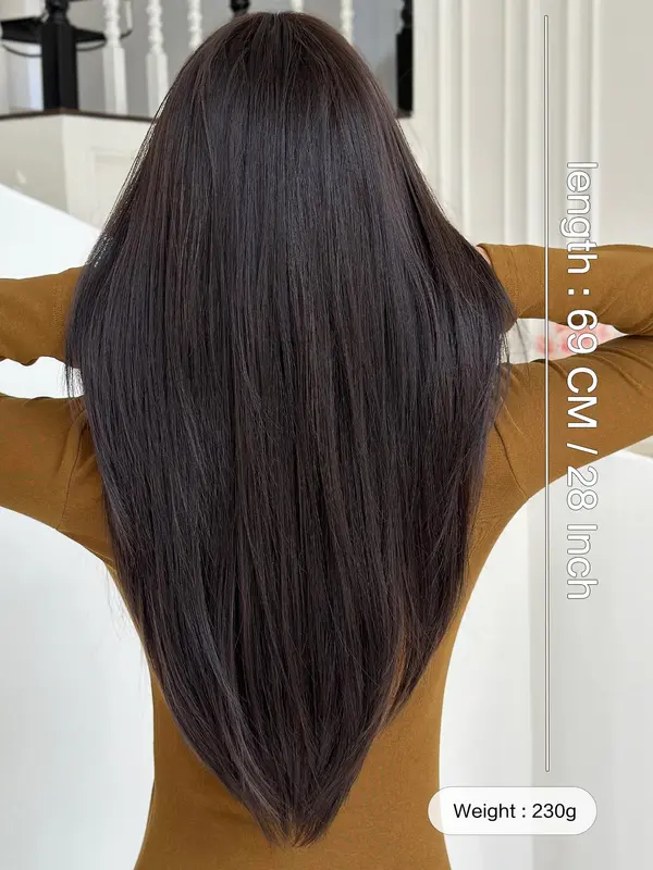 28 Inch Long Layered Wigs for Women, Gorgeous Fluffy Wigs without Bangs, Heat Resistant Synthetic Fiber Full Machine Wigs for Party, Daily Use 1