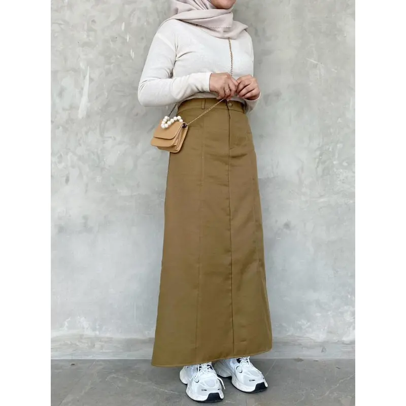 Madona  Span Katun Drill Cargo Skirt Kantong Samping Bawahan Wanita Panjang Casual Cewek rok kantong samping 1