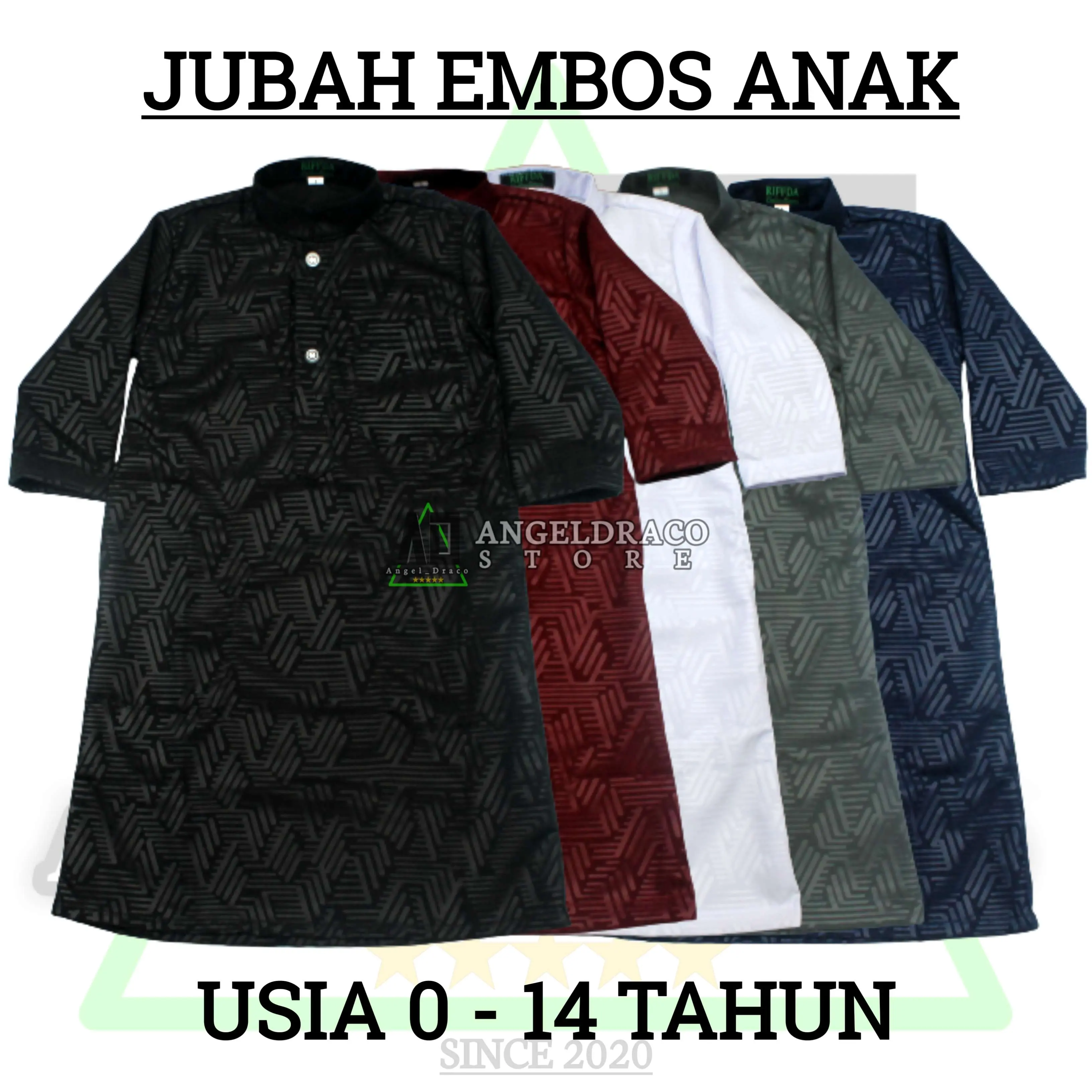 Jubah Gamis Muslim Anak Laki-Laki Cowok Embos Motif Penuh - Nyaman Dipakai - Baju