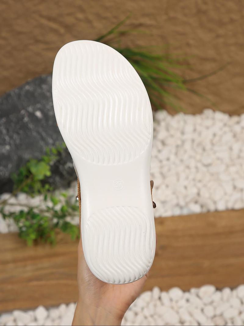 Product Introduction of Women's Fashionable Plain Color Sandals, 2024 New Style Casual Comfortable Sandals for Summer, Lightweight Breathable Shoes for Daily Wear, Girl 4