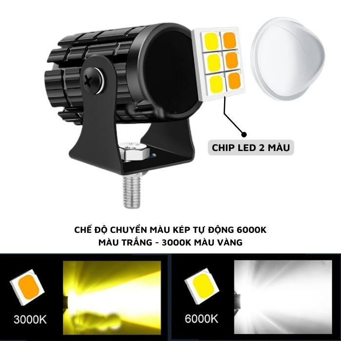 [Model 12-85v] Đèn 2 màu vàng trắng/đèn xe máy/đèn ô tô điện/siêu sáng/ánh sáng mạnh/đèn pha/lái xe ban đêm/đèn pha thấu kính/đèn LED chùm sáng cao và thấp/đèn ngoại thất/đèn pha siêu sáng/ô tô Đèn/Phụ kiện Xi Nhan 3