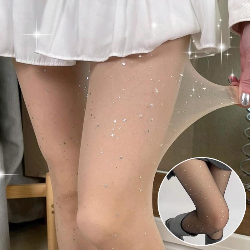  Quần Tất Kim Tuyến Đính Đá Lấp Lánh,vớ da kim tuyến sexy quyến rũ,Mỏng Tàng Hình Thật Chân,Siêu mỏng 