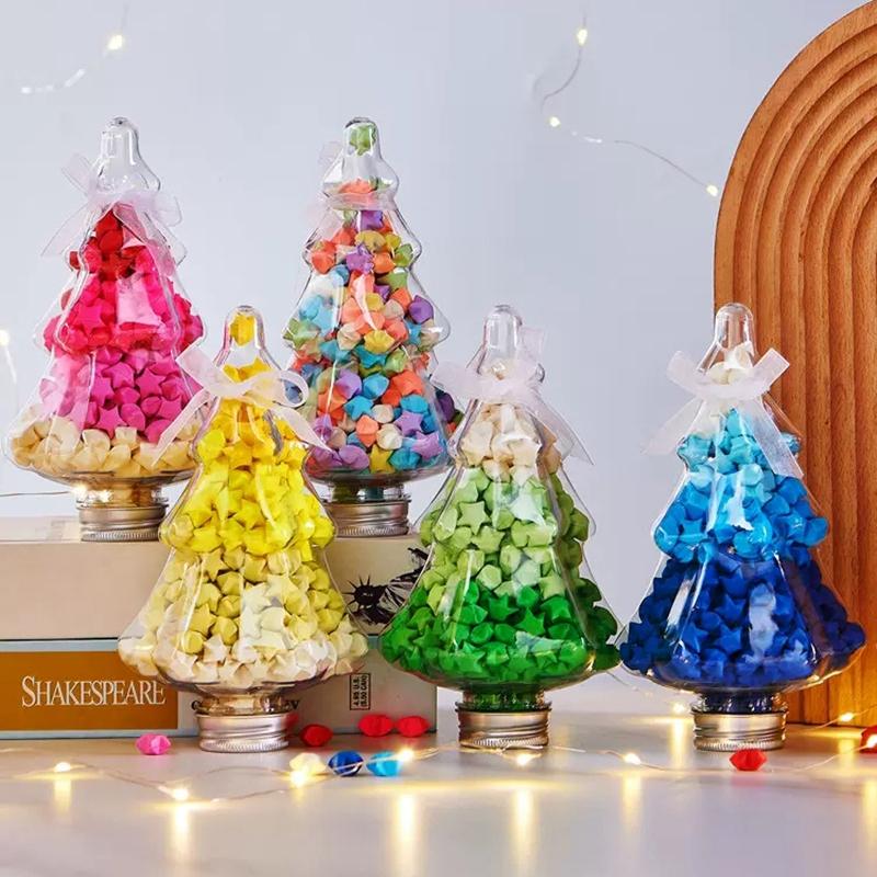 Bộ Chai Cây Thông Noel, Thiết Kế Origami Tự Làm, Sáng Tạo, Gấp Ngôi Sao Giáng Sinh, Phát Sáng, Chai Điều Ước, Làm Bằng Giấy Thủ Công, Quà Tặng Tốt Nhất Cho Giáng Sinh