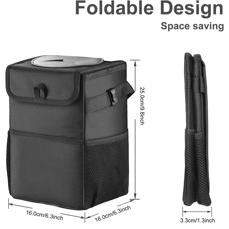 Car Trash Can with Lid & Storage Pockets, Large Capacity Car Trash Bag, Multipurpose Car Storage Box, Car Accessories, Car Organization Supplies, Automotive, Holder 1