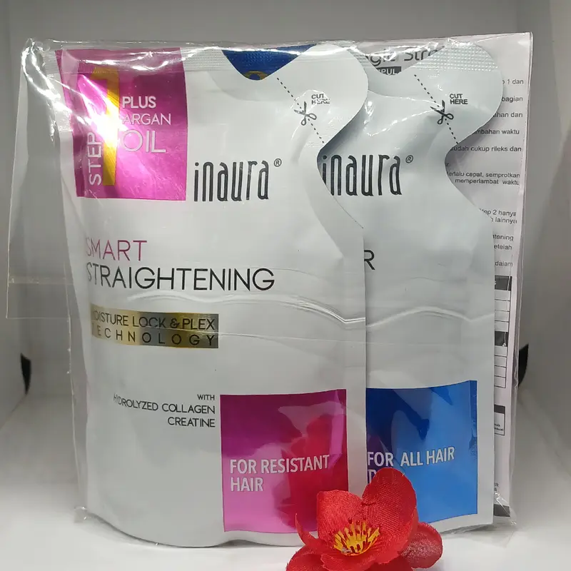 Inaura Magic Straight Smoothing Keratin System (Sekali Pakai) 2X130 gr Obat Pelurus Rambut Untuk Penggunaan Professional WAJIB CATOK & BACA CARA PEMAKAIAN 3