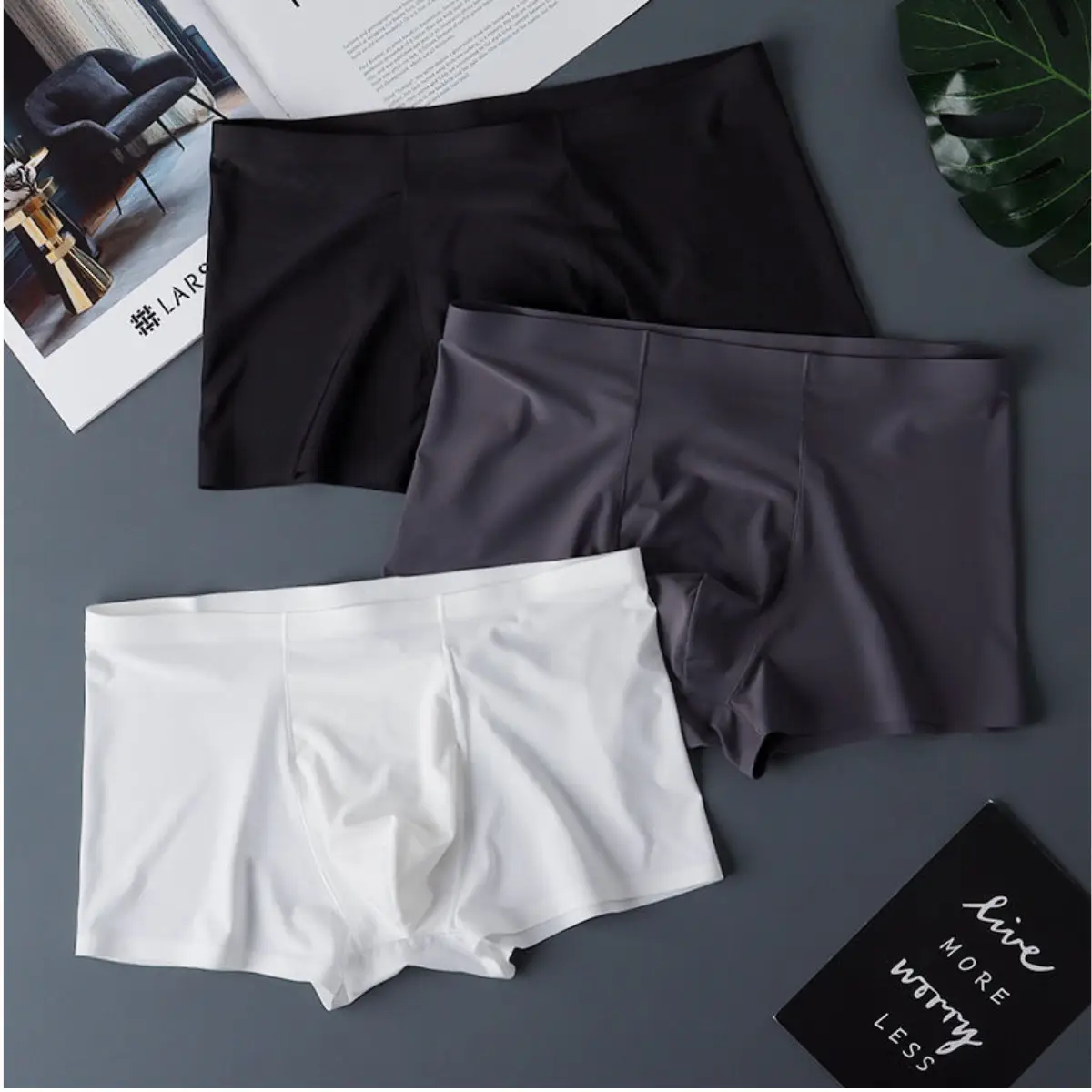Quần lót nam đúc su thun lạnh lụa sữa mềm mịn,quần sịp nam boxer không đường may mát lạnh thoáng khí   pm9a Menswear Quần Boxer