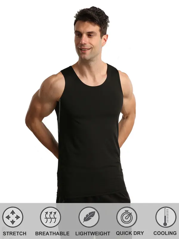 Men's 3pcs Solid Sports Vest, Casual Breathable Comfortable Sports Tank Top For Gym Workout Running, Sport & Outdoor Clothing For All Seasons, Tank Top 3