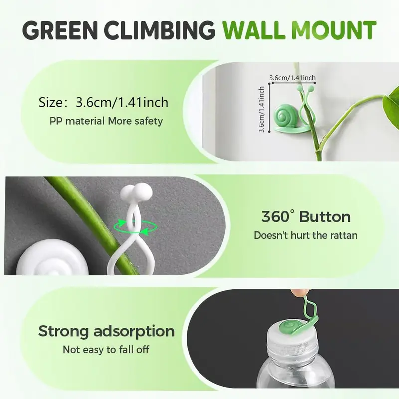 Mini Cute Snail Design Plant Climbing Wall Clip, Self Adhesive Plant Wall Clip for Climbing Plants, Multipurpose Plant Climber Support 1