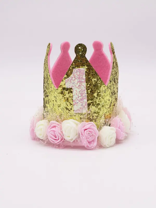 Number 1 Crown Shaped Birthday Headband, Cute Glitter Crown Headband, Fashion Hair Accessories for Women & Girls, Party Supplies 7