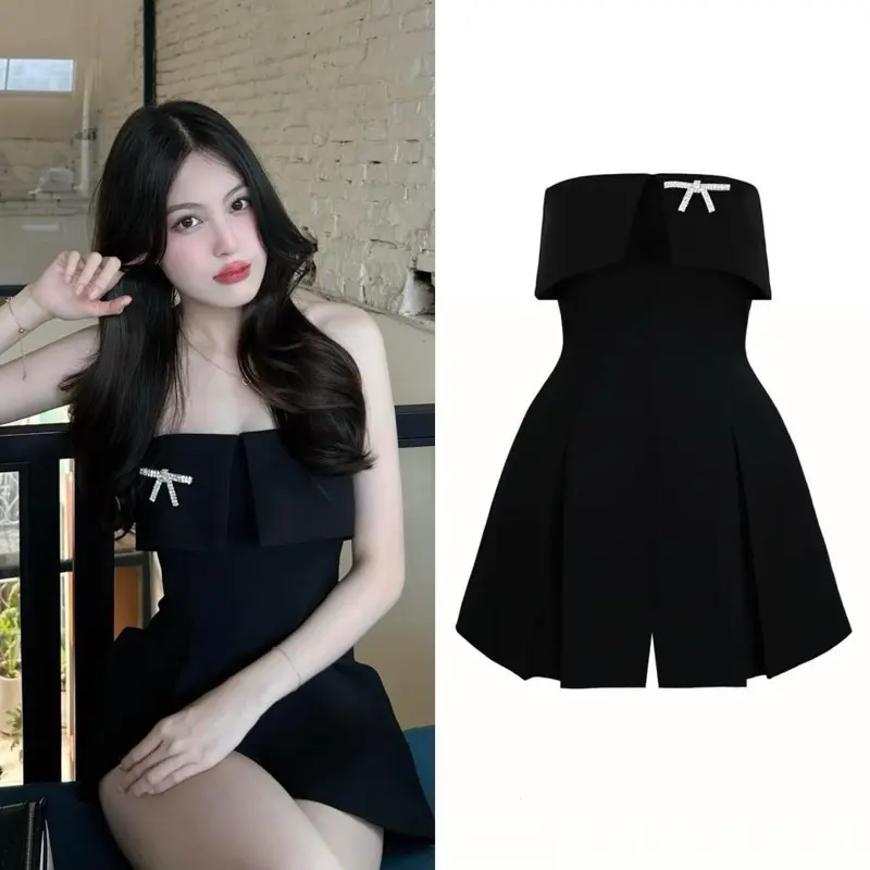 Jumpsuits tuyết mưa dày dặn kèm tag nơ siêu xinh (có ảnh thật) Nữ Kem